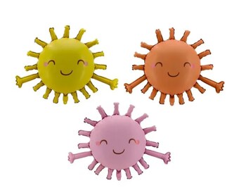Cute Smiley Sun Balloons, Sunshine Birthday Party Decorations, Happy Face Sun Balloon, Baby Shower Decor | Retro Sun Theme Party Decor