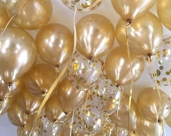 10 Gold Balloons Bouquet,Gold Party Decorations,Gold Birthday Decor,Gold Wedding Anniversary Decor,Graduation Party,Bridal Shower Balloons