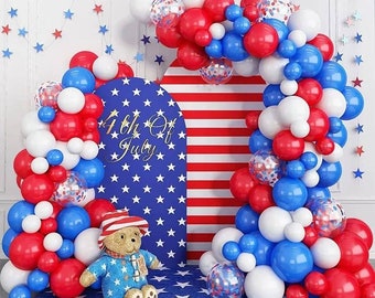 Red White & Blue Balloon Garland Arch Kit,Independence Day Decor,4th of July party Decorations,Patriotic USA American Celebration