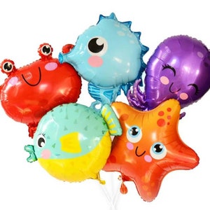 Under the sea party decorations,Ocean PartyBalloons,Octopus Balloon, Starfish Balloon,Crab Balloon,Seahorse Balloon,Blowfish Balloon