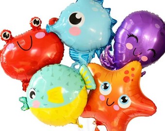 Under the sea party decorations,Ocean PartyBalloons,Octopus Balloon, Starfish Balloon,Crab Balloon,Seahorse Balloon,Blowfish Balloon