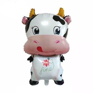 30&quot;Cow Foil Balloon,Farm Cow Birthday Decorations, Barnyard Baby Shower Decor,Moo Moo I&#39;m Two,Holy Cow I Am One,Big Cow Balloon