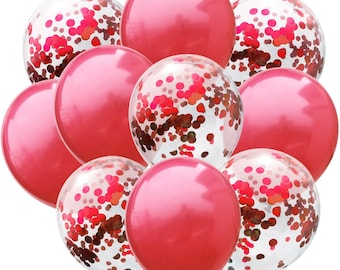 Red Balloon Bouquet,Red Birthday Party Decor decorations, Red Valentines Day Decor,Wedding,Anniversary,Graduation,Confetti Balloons
