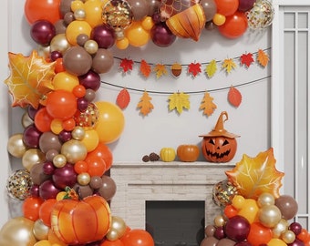 Fall Balloon Garland Arch Kit,Thanksgiving Decor,Acorn,Pumpkin,Leaf Balloons,Baby Shower,Birthday Party,Fall in Love,Party Decorations