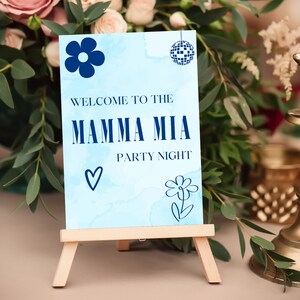 Mamma Mia-inspirerad cocktailmeny och välkomstskylt