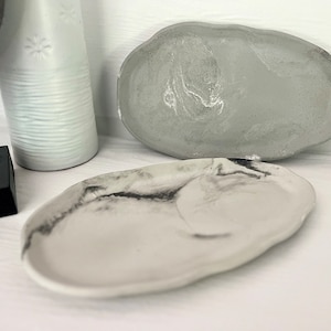 Concrete Marbled Irregular Trinket Tray | Concrete Vanity Tray Ring | Stone Jewelry Tray For Nightstand | Concrete Tray for coffee table.