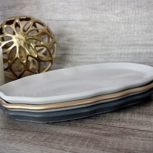 Concrete Trinket Tray: Irregular Vanity Tray, Ring Dish - Handmade USA