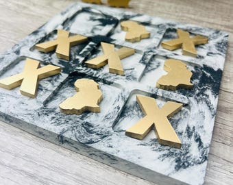 Concrete Tic Tac Toe Game: Minimalist Tabletop Decor