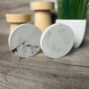 Marbled Concrete Round Coaster Set | Concrete Drink Coasters | Minimalist Organic Modern Living Concrete Candle Tray