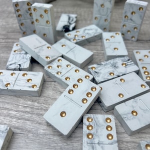 Black & White Marbled Concrete Dominoes Set | Outdoor Game | Minimalist Living