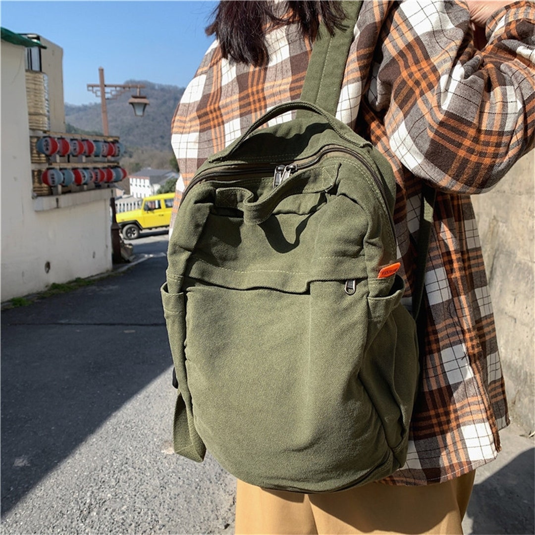5 Color Canvas Backpack ,japanese Vintage Simple Solid Color Canvas