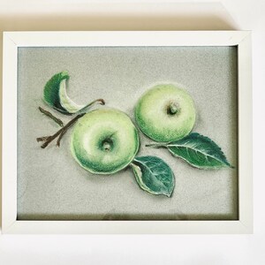 Pittura originale A4 pastello gesso verde mela
