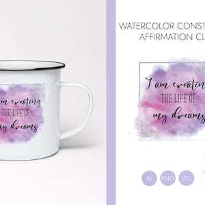 Aquarel sterrenbeeld positieve bevestiging clipart | Glitterframe | Glitterclipart | 2 kleurvariaties
