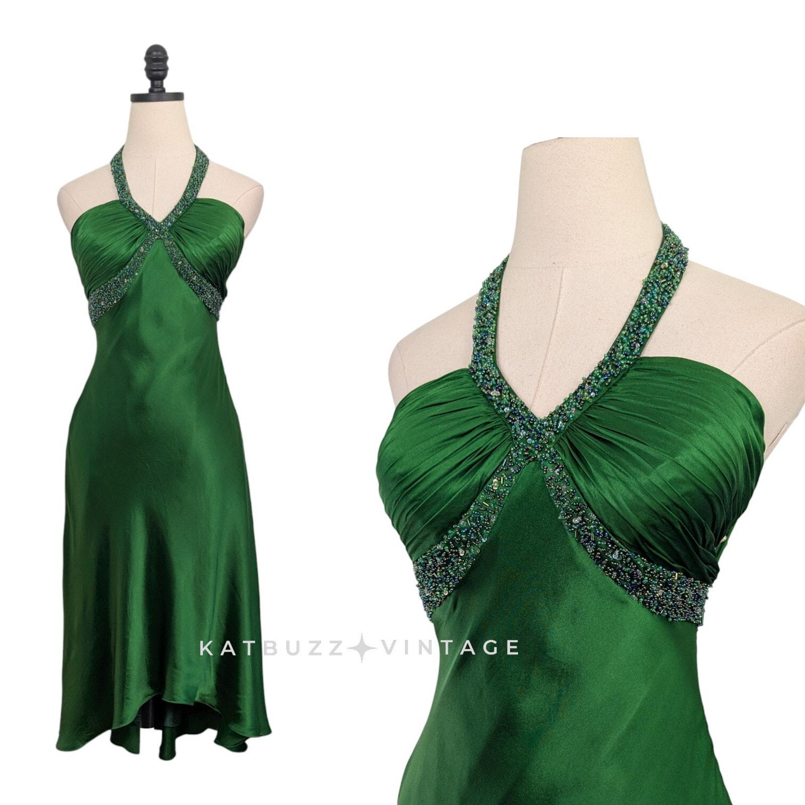 Cache Vintage Green Beaded Dress - Etsy Cache Vintage Green Beaded Dress - Etsy