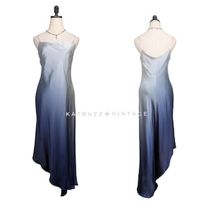 Vintage Lillie Rubin Prom Dress Midi Gown 8 Blue Fairy Grunge 90s Y2K Silk Ombre