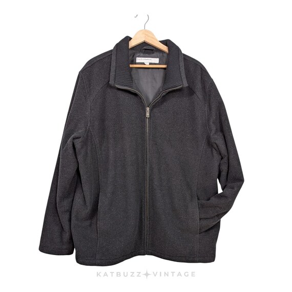 Perry Ellis Wool Cashmere Jacket Mens XL Black Vintage 90s Y2K