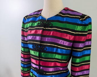 Chaqueta Blazer Cinta 10P Negro Multicolor Vintage 90s Avant Garde Nanny Glam