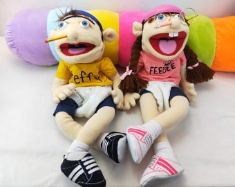 FREE SHIPPING Jeffy and   Feebee Girl Plush Toy Hand Puppet,Jeffy Plush Toy Cosplay,Jeffy Hat Hand Puppet Game.( Puppets Sold  Separately)