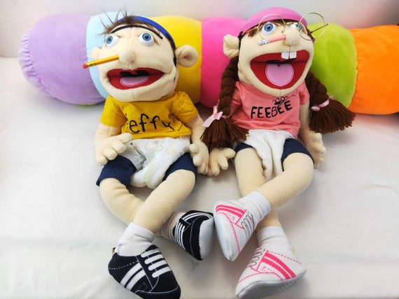 FREE SHIPPING Jeffy and Feebee Girl Plush Toy Hand Puppet,jeffy