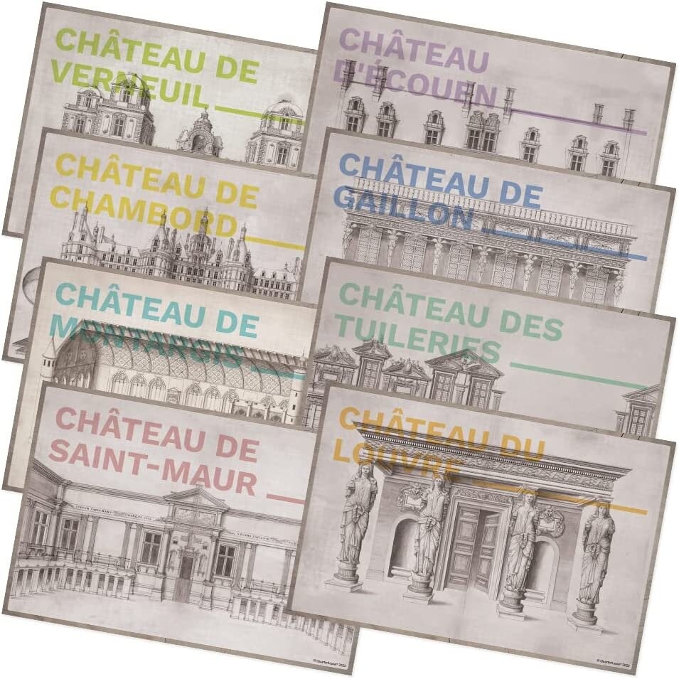 Quarterhouse Famous Chateaux of France, Architectural Blueprints Poster ...
