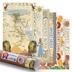 Quarterhouse Ancient Civilizations Poster Set, Social Studies Classroom Learning Materials for K-12 Students and Teachers, Set of 6, 12 x...