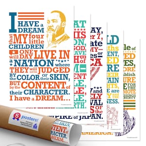 Quarterhouse Famous Speeches and Declarations from U.S. History Poster Set, Social Studies Classroom Learning Materials for K-12 Students...