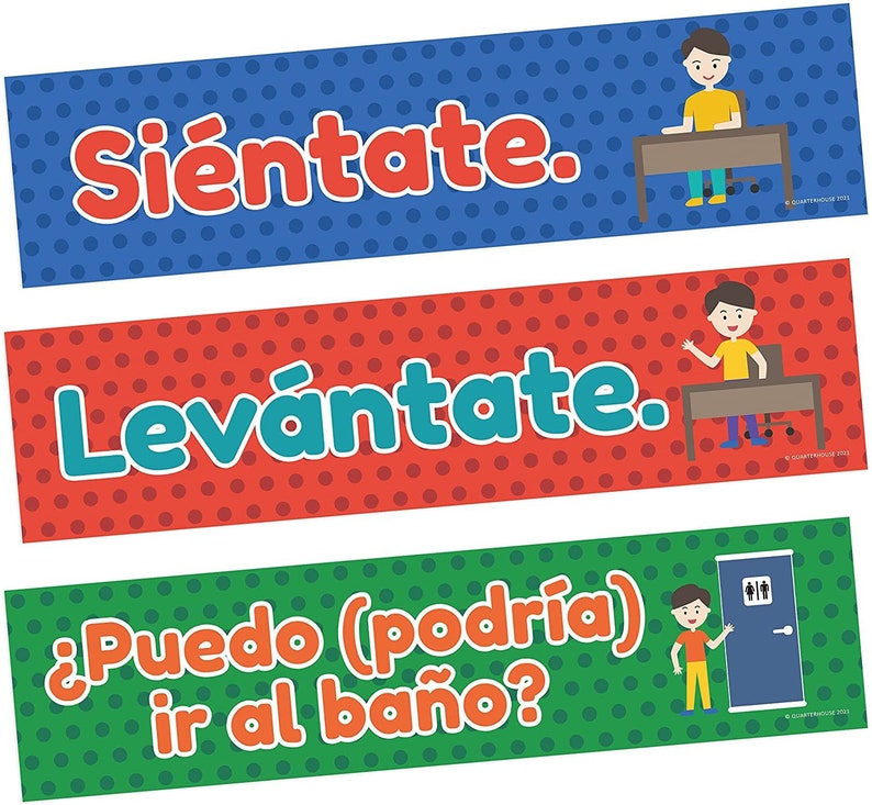 Quarterhouse Spanish Classroom Phrases and Commands Label Set - Etsy