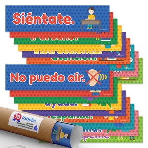 Quarterhouse Spanish Classroom Phrases and Commands Label Set, Spanish - ESL Classroom Learning Materials for K-12 Students and Teachers,...