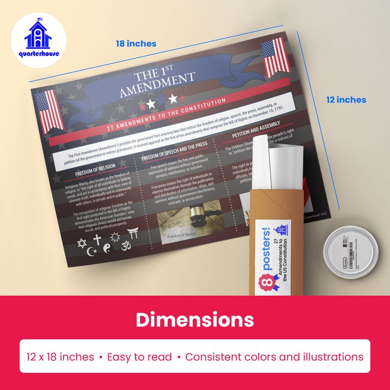 Quarterhouse 27 Amendments to the US Constitution (bill of Rights ...