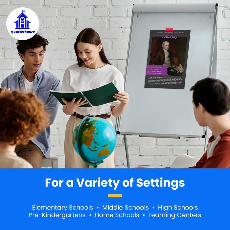 Quarterhouse Founding Fathers Poster Set, Social Studies Classroom Learning Materials for K-12 Students and Teachers, Set of 6, 12 x 18... image 6