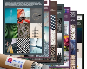 Quarterhouse Elements of Photography Poster Set, Art Classroom Learning Materials for K-12 Students and Teachers, Set of 7, 12 x 18...