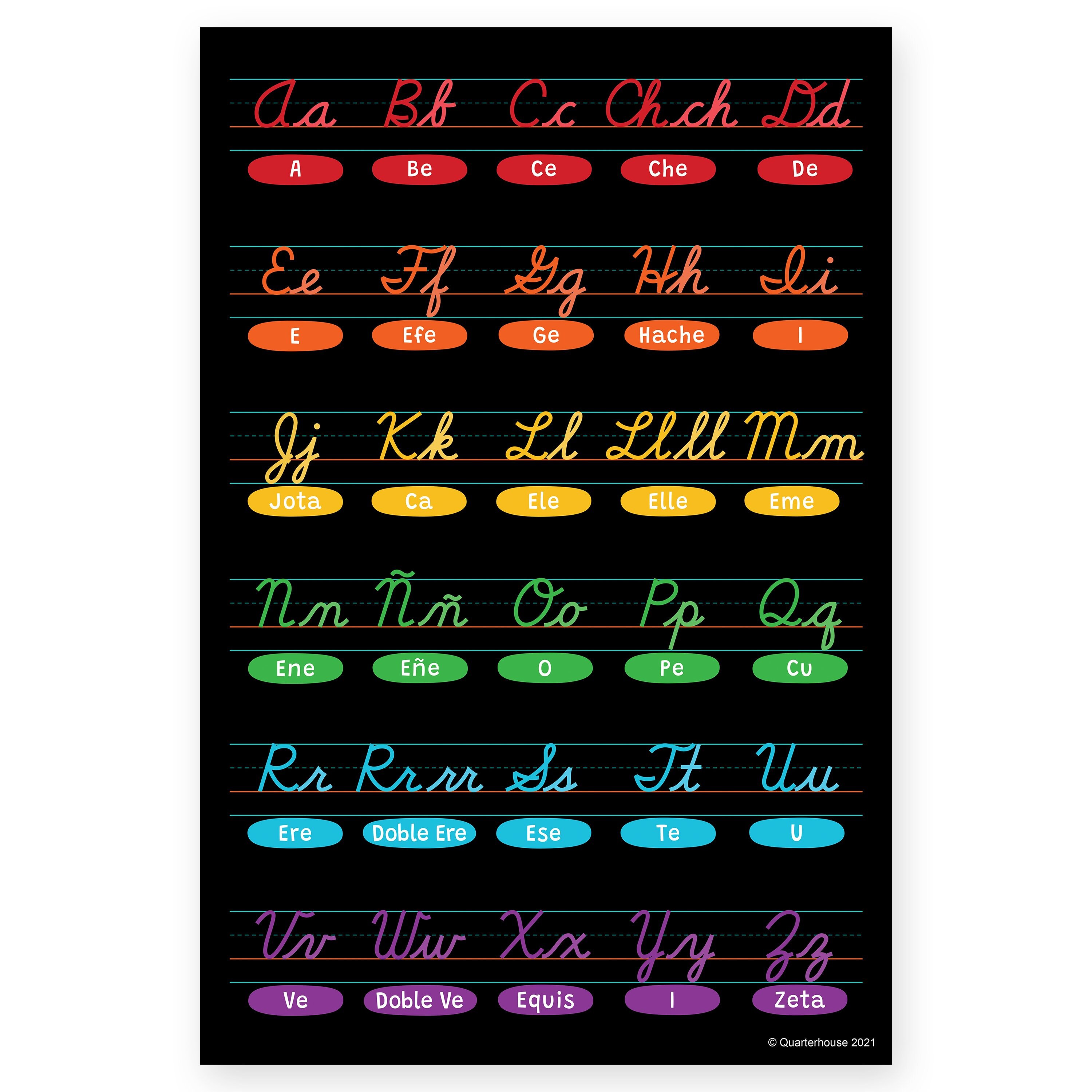 Quarterhouse Spanish Cursive Alphabet Poster, Spanish and ESL Classroom ...