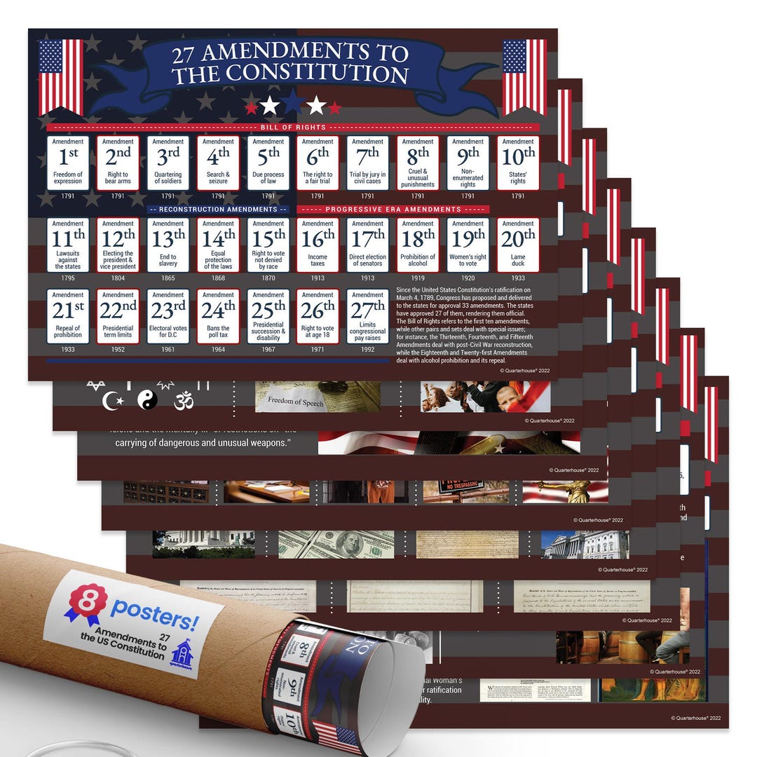 Quarterhouse 27 Amendments to the US Constitution (bill of Rights ...