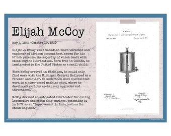 Quarterhouse Black Inventors - Elijah McCoy Biographical Poster, STEM and History Classroom Materials for Teachers