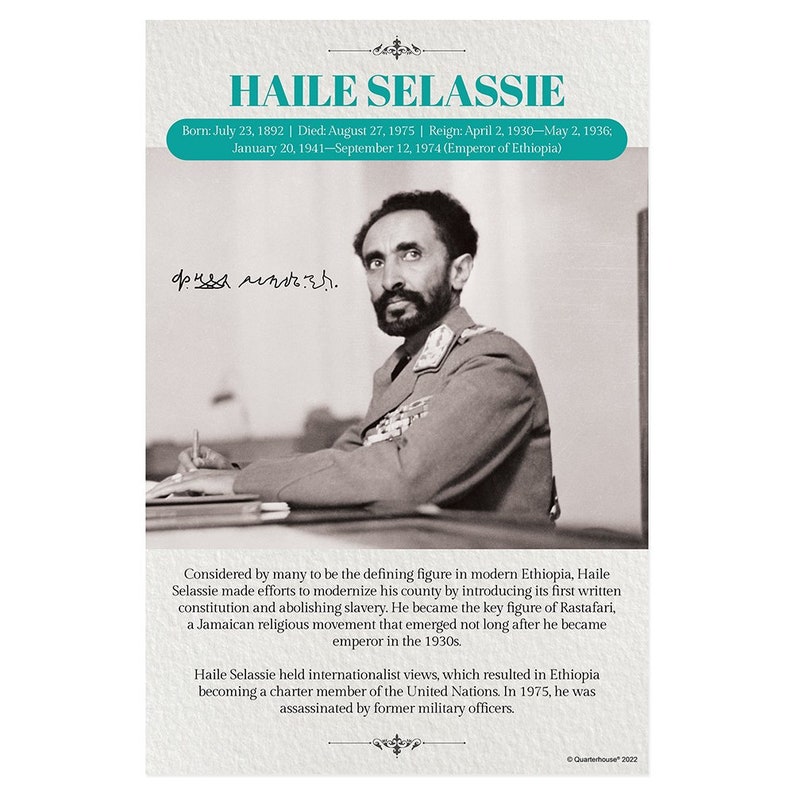 Quarterhouse Haile Selassie Biographical Poster, Social Studies ...