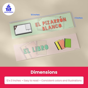 Quarterhouse Spanish Language Labels for Common Classroom Items (Non-Adhesive) Label Set, Spanish - ESL Learning Materials for K-12... image 3