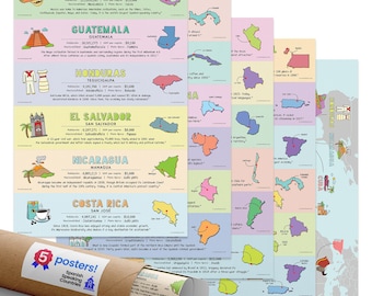 Quarterhouse Spanish-Speaking Countries (with Map) Poster Set for the Classroom - 18 Latin American Countries Plus (New) Spain, Puerto...