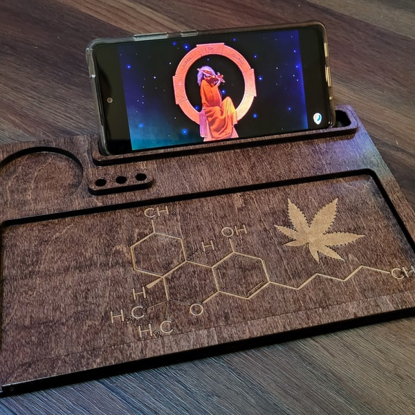 Maple Wood THC Molecule Rolling Tray