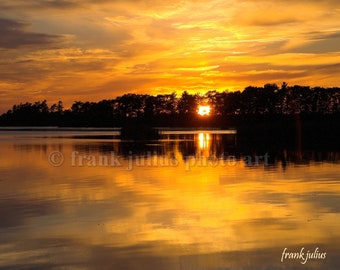Golden Sunset on Buckhorn Lake Kawarthas Ontario Canada Landscape Photo Art by Frank Julius