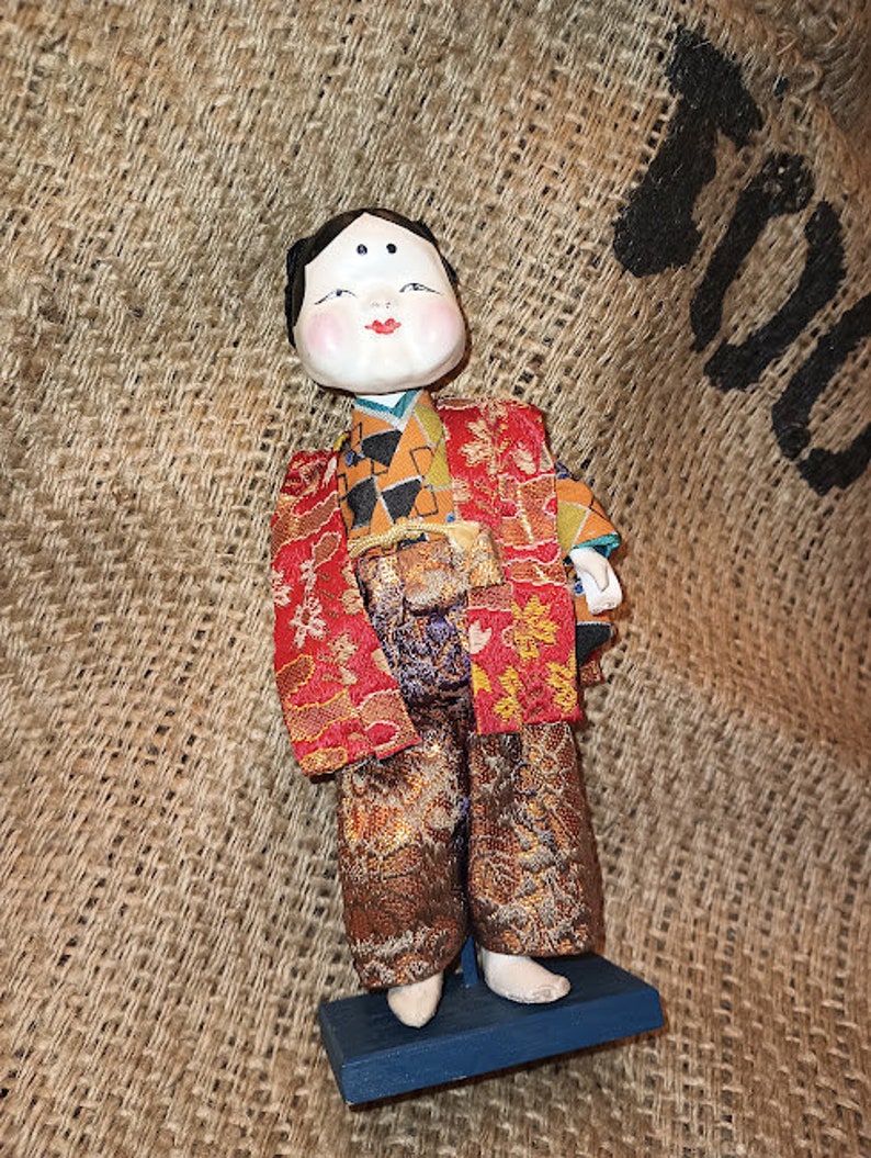 Vintage Collectible 1950s Japanese Doll Toy With Four Traditional Dress