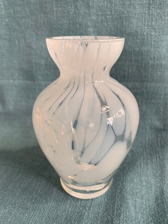 Beautiful Little Art Glass Vase Transparant With White Etsy