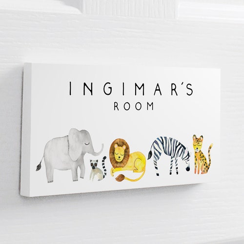 Personalised Safari Jungle Door Sign Kids Bedroom Sign Nursery Etsy