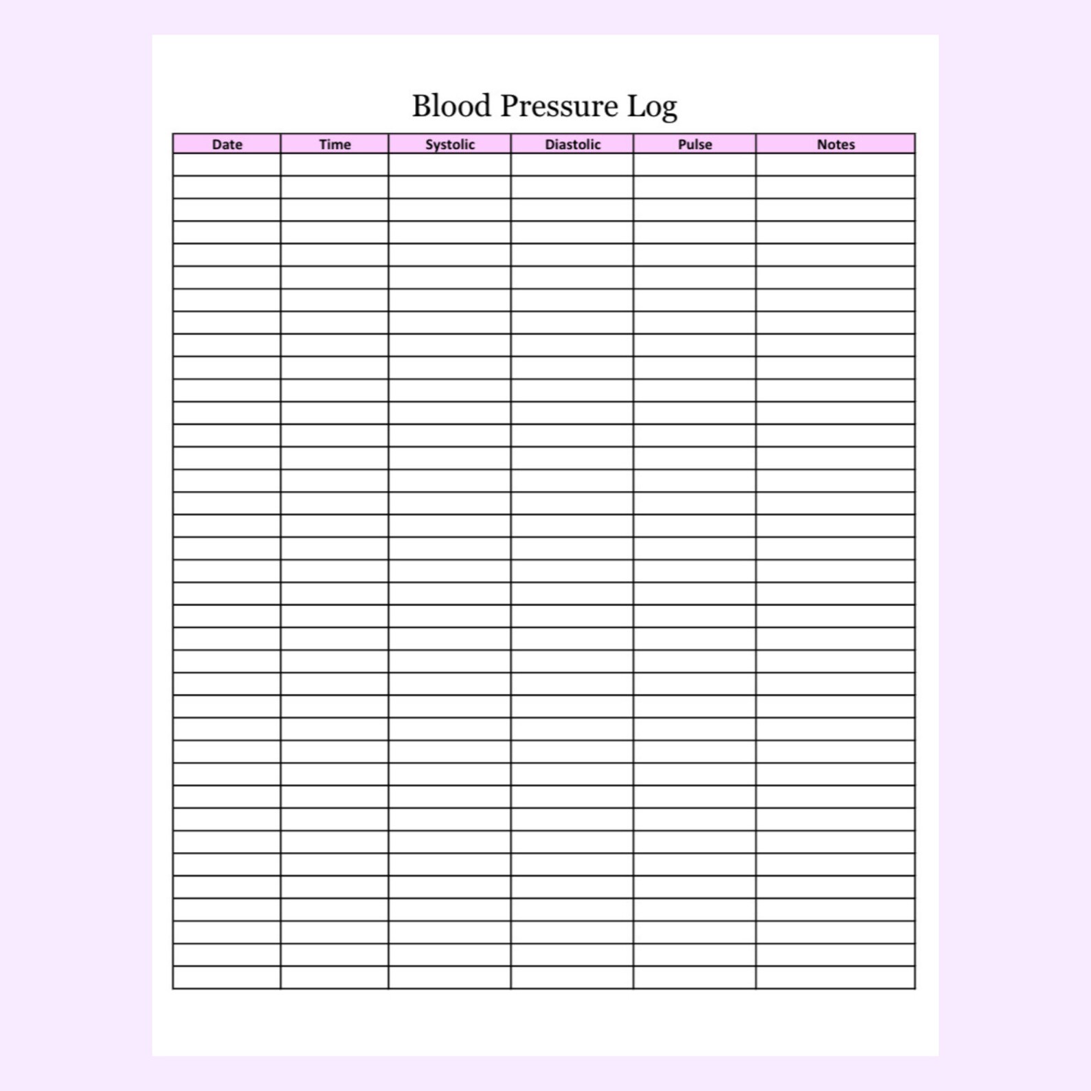 Blood Pressure Log Printable - Etsy