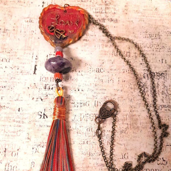 Long Collier Coeur hippie, St Valentin, idée cadeau romantique pour Elle,Livraison gratuite France
