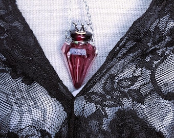 GOTHIC necklace with parfume bottle ,Gothic chic ,  French jewelry , Unique creation