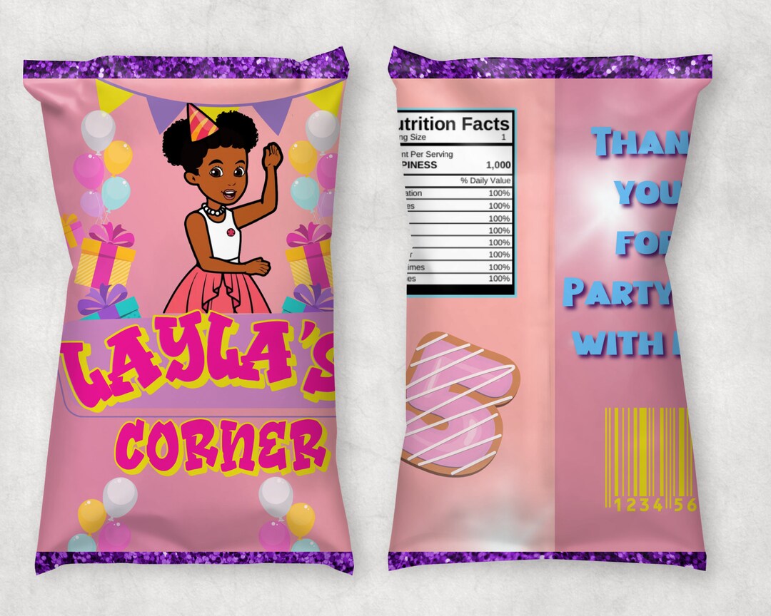 Custom Party Favor Chip Bag Template - Etsy