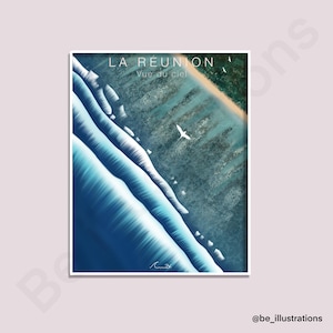 Poster Blick vom Himmel / Lagunenplakat / Réunion-Plakat