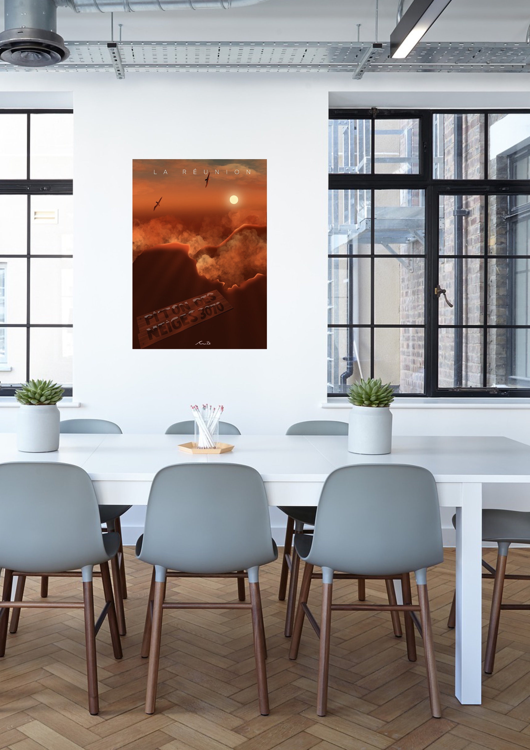 Affiche La réunion Piton des neiges / poster sunset / éditions limitées