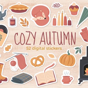 Cozy Autumn Digital Stickers Pack | Hand Drawn Fall Stickers for Journaling, Planning, Scrapbooking | Digital Stickers Bundle for Goodnotes