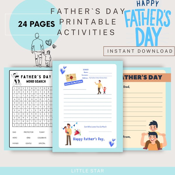 Father’s Day, Activity Pack, Father’s Day Activities, Father’s Day Games, Father’s Day Printable, Father’s Day Coloring, Happy Father’s Day